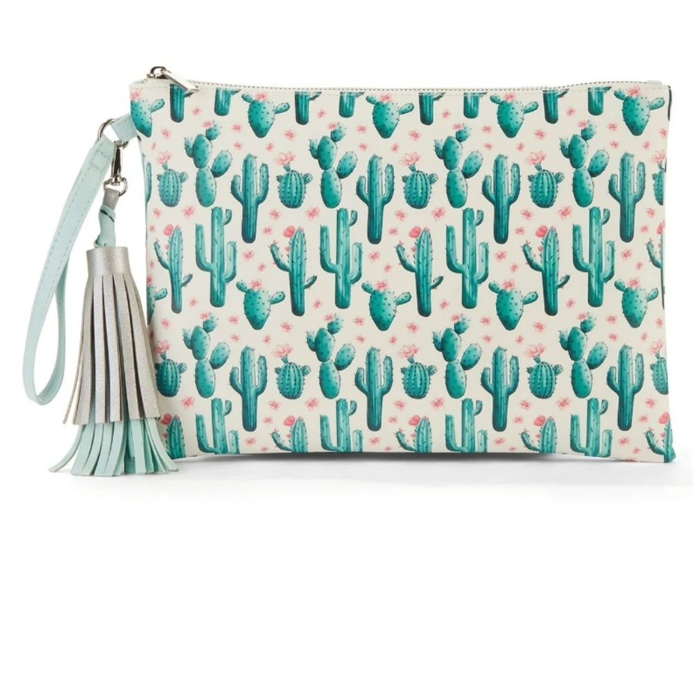Mint green Cactus wristlet